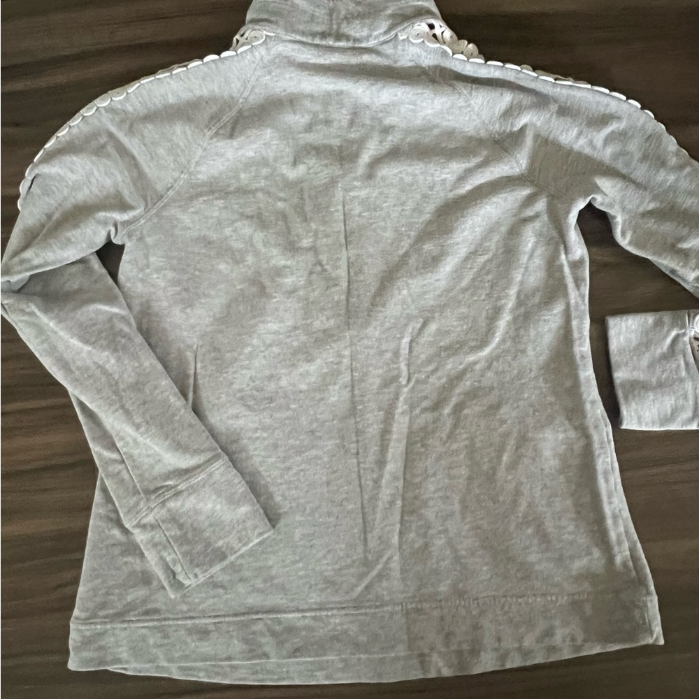 Lilly Pulitzer Gray Quarter-Zip Pullover With Whi… - image 2